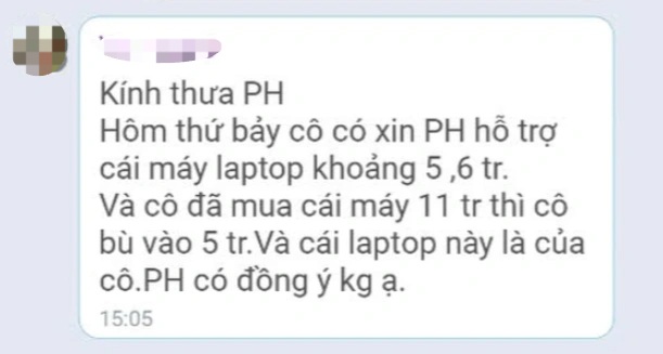 Giáo viên xin phụ huynh ủng hộ tiền mua máy tính cá nhân gây bức xúc